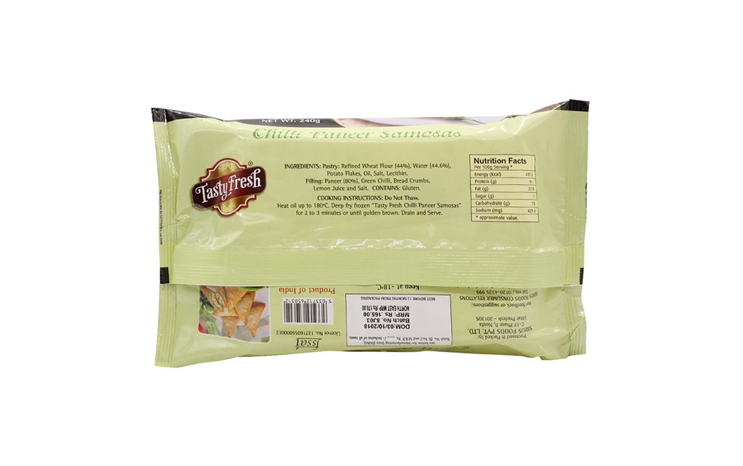 Tasty Fresh Chilli Paneer Samosa    Pack  264 grams